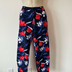 Old Navy High Waisted Blue and Red Floral Pants